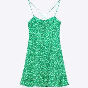 Zara green floral dress